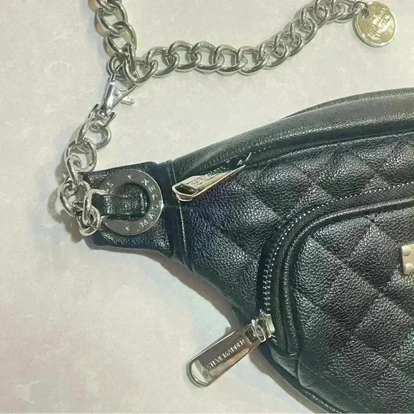 STEVE MADDEN BLACK SILVER CHAIN FANNY  PACK - Picture 5 of 11